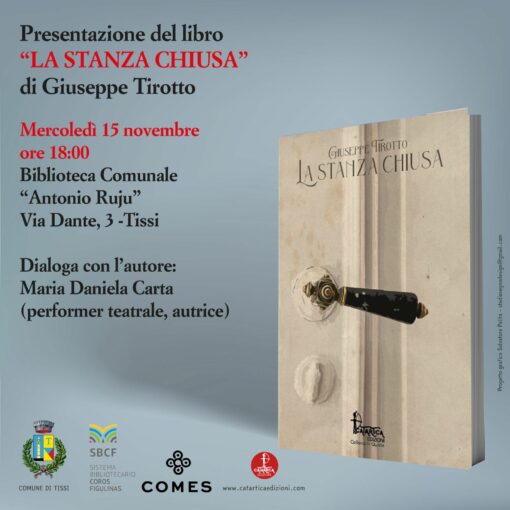 Locandina presentazione libro La stanza chiusa di Giuseppe Tirotto