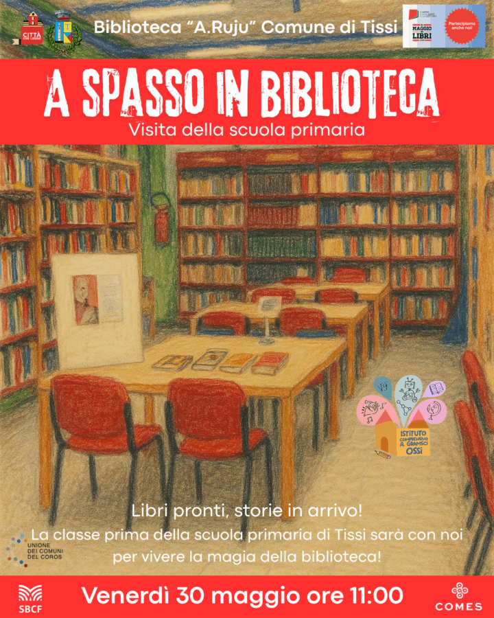 Tissi: A spasso in biblioteca, visita della scuola primaria Locandina "A spasso in biblioteca"