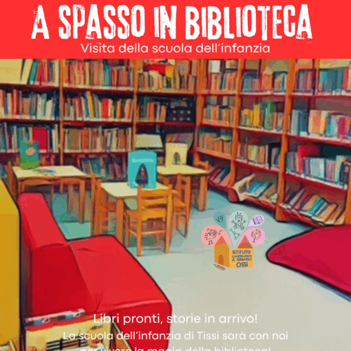 Locandina visita della scuola dell'infanzia in biblioteca